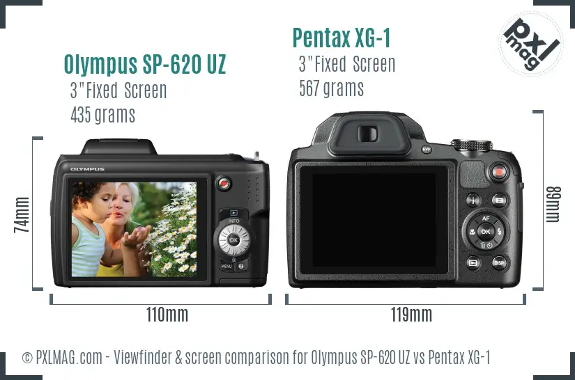 Olympus SP-620 UZ vs Pentax XG-1 Screen and Viewfinder comparison Olympus SP-620 UZ vs Pentax XG-1 Screen and Viewfinder comparison