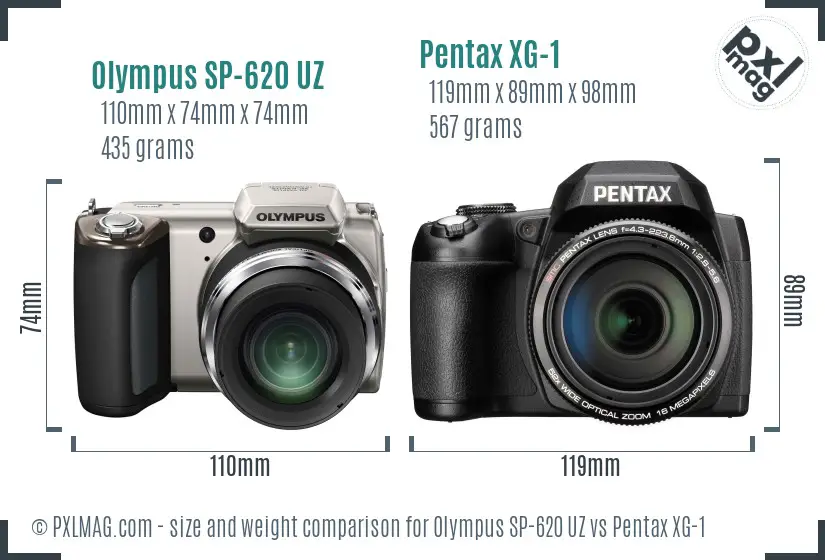 Olympus SP-620 UZ vs Pentax XG-1 size comparison Olympus SP-620 UZ vs Pentax XG-1 size comparison