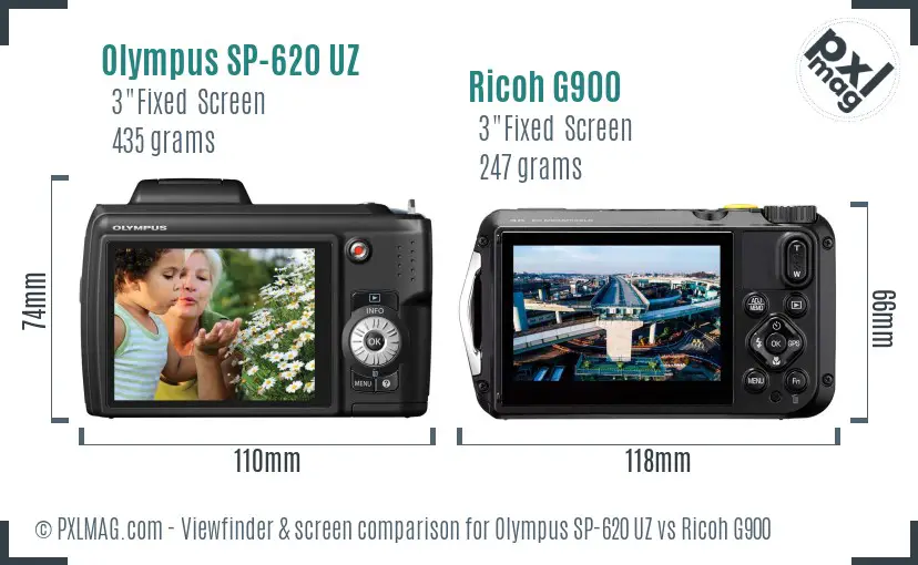 Olympus SP-620 UZ vs Ricoh G900 Screen and Viewfinder comparison Olympus SP-620 UZ vs Ricoh G900 Screen and Viewfinder comparison