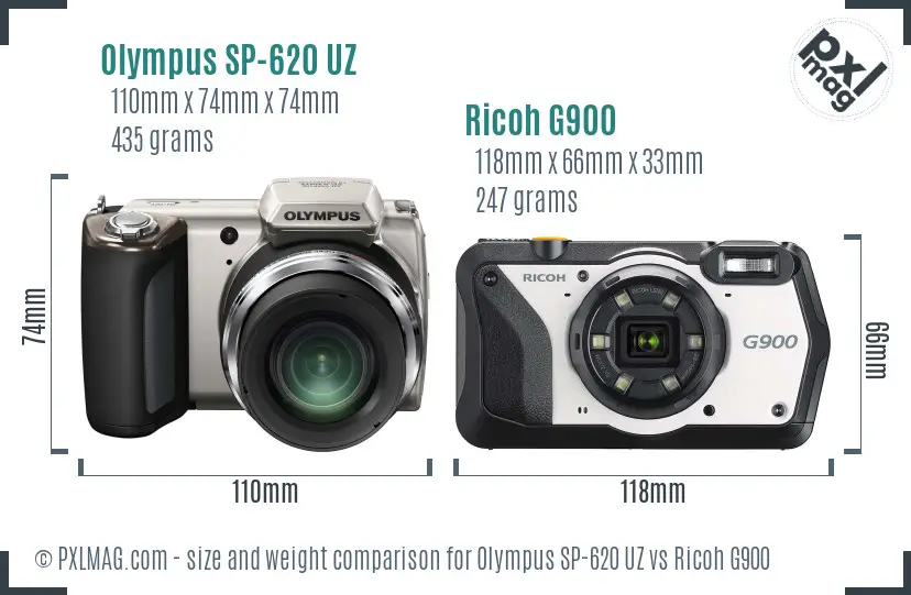 Olympus SP-620 UZ vs Ricoh G900 size comparison Olympus SP-620 UZ vs Ricoh G900 size comparison