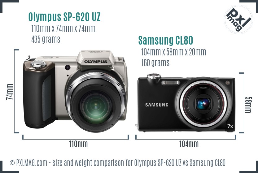 Olympus SP-620 UZ vs Samsung CL80 size comparison Olympus SP-620 UZ vs Samsung CL80 size comparison
