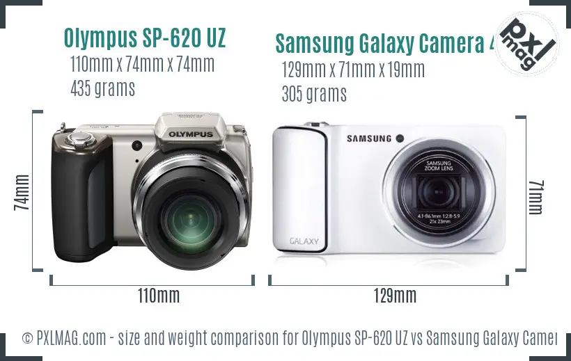 Olympus SP-620 UZ vs Samsung Galaxy Camera 4G size comparison
