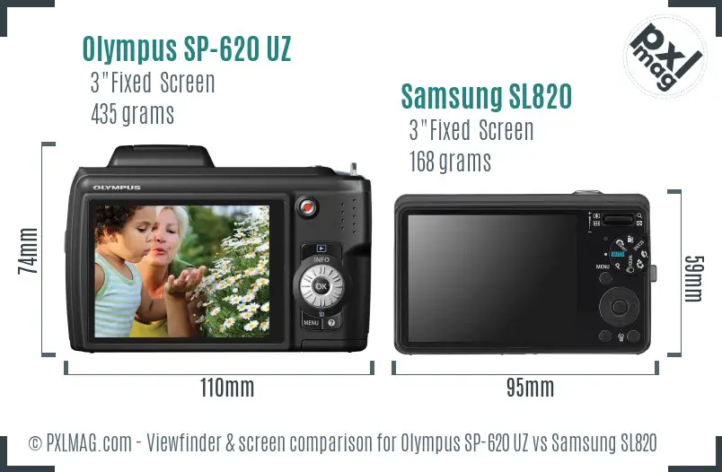 Olympus SP-620 UZ vs Samsung SL820 Screen and Viewfinder comparison Olympus SP-620 UZ vs Samsung SL820 Screen and Viewfinder comparison