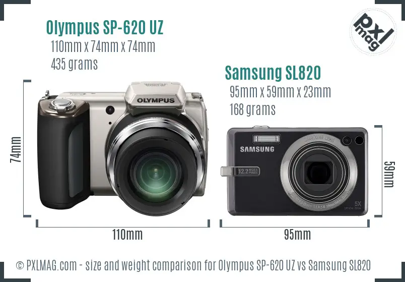 Olympus SP-620 UZ vs Samsung SL820 size comparison Olympus SP-620 UZ vs Samsung SL820 size comparison