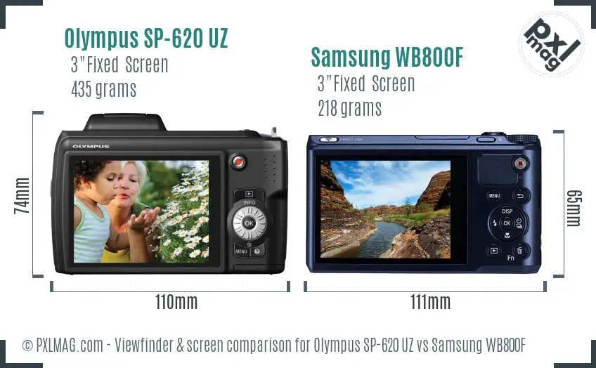 Olympus SP-620 UZ vs Samsung WB800F Screen and Viewfinder comparison Olympus SP-620 UZ vs Samsung WB800F Screen and Viewfinder comparison