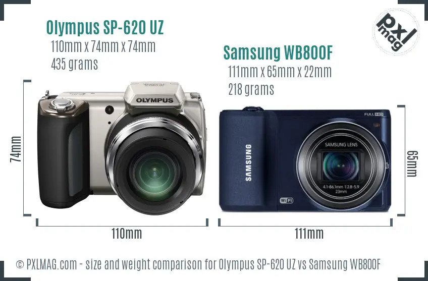 Olympus SP-620 UZ vs Samsung WB800F size comparison Olympus SP-620 UZ vs Samsung WB800F size comparison
