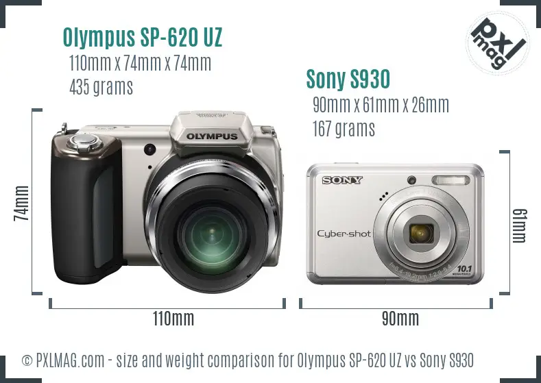 Olympus SP-620 UZ vs Sony S930 size comparison Olympus SP-620 UZ vs Sony S930 size comparison
