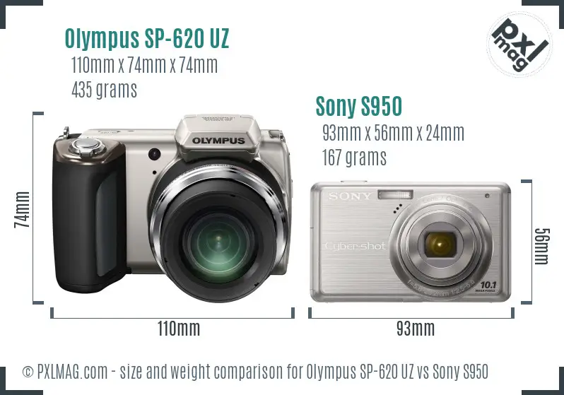 Olympus SP-620 UZ vs Sony S950 size comparison