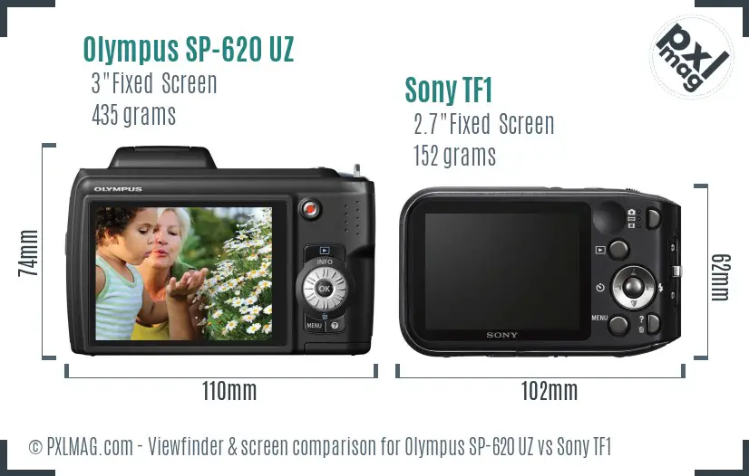 Olympus SP-620 UZ vs Sony TF1 Screen and Viewfinder comparison