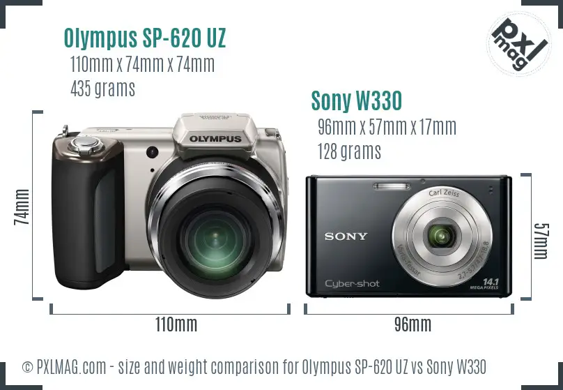 Olympus SP-620 UZ vs Sony W330 size comparison