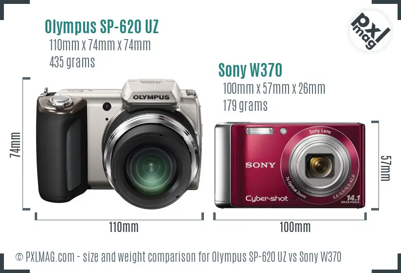 Olympus SP-620 UZ vs Sony W370 size comparison