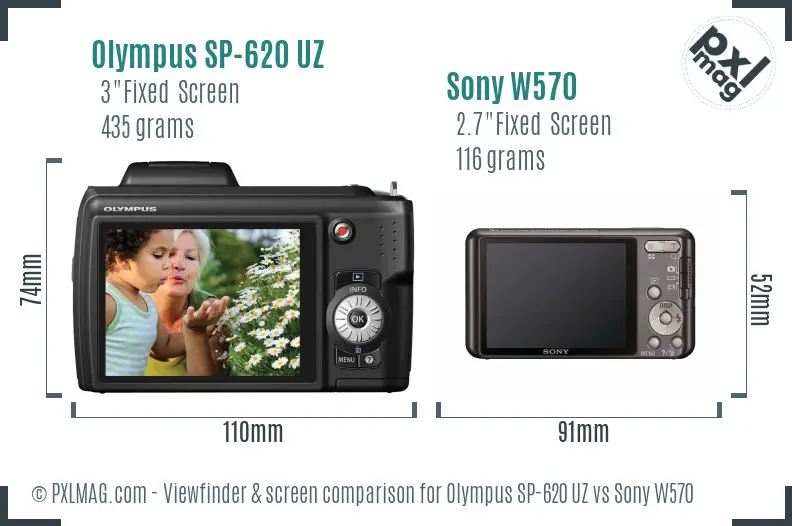Olympus SP-620 UZ vs Sony W570 Screen and Viewfinder comparison Olympus SP-620 UZ vs Sony W570 Screen and Viewfinder comparison