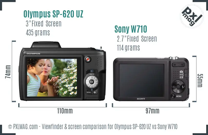 Olympus SP-620 UZ vs Sony W710 Screen and Viewfinder comparison