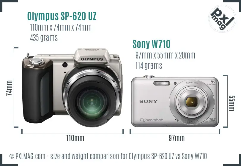 Olympus SP-620 UZ vs Sony W710 size comparison
