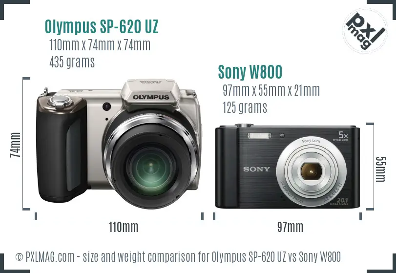 Olympus SP-620 UZ vs Sony W800 size comparison