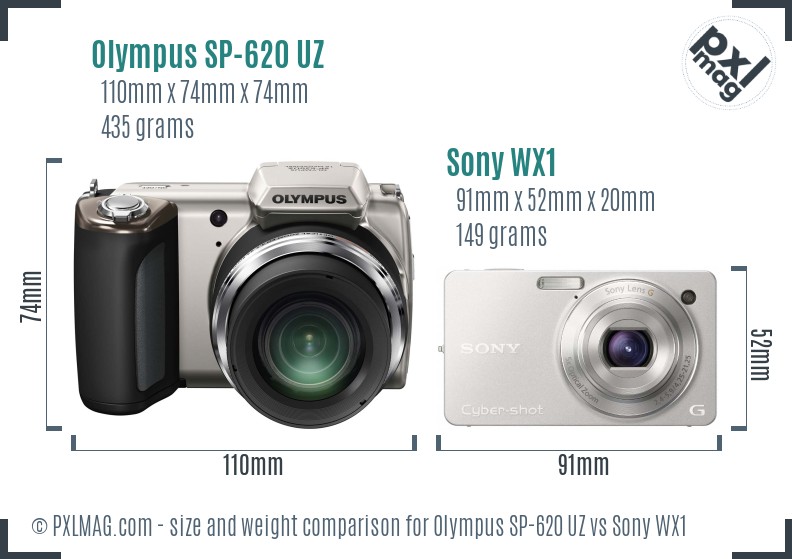Olympus SP-620 UZ vs Sony WX1 size comparison