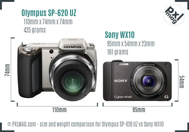 Olympus SP-620 UZ vs Sony WX10 size comparison