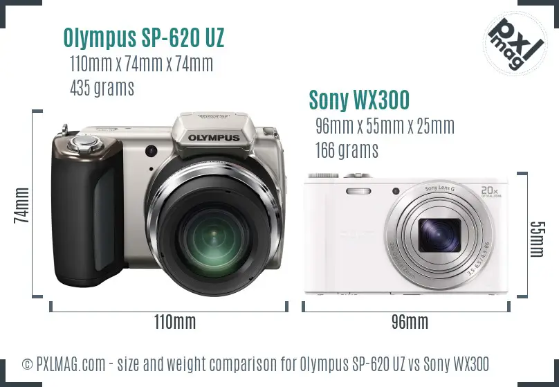 Olympus SP-620 UZ vs Sony WX300 size comparison