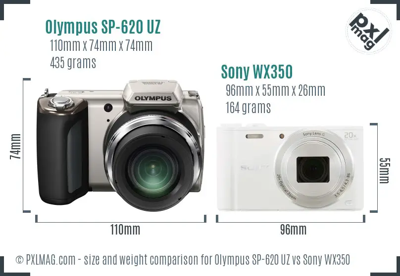 Olympus SP-620 UZ vs Sony WX350 size comparison