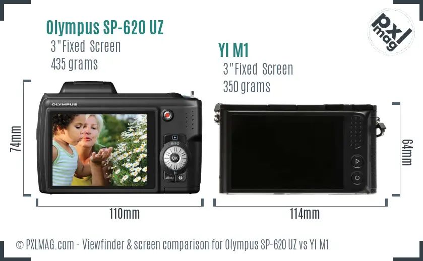 Olympus SP-620 UZ vs YI M1 Screen and Viewfinder comparison