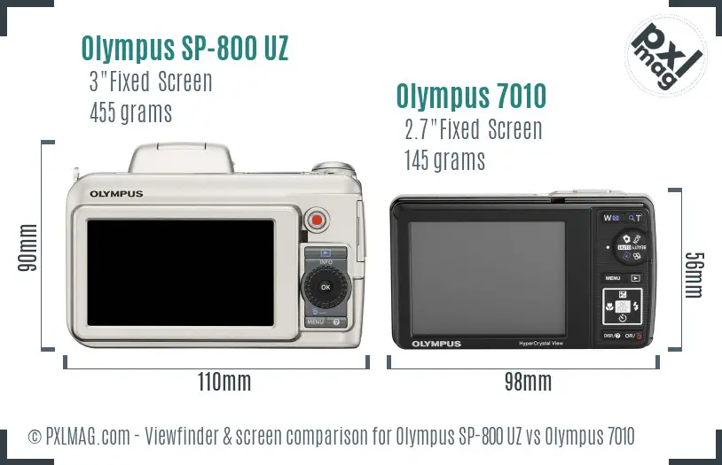 Olympus SP-800 UZ vs Olympus 7010 Screen and Viewfinder comparison
