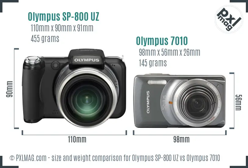 Olympus SP-800 UZ vs Olympus 7010 size comparison