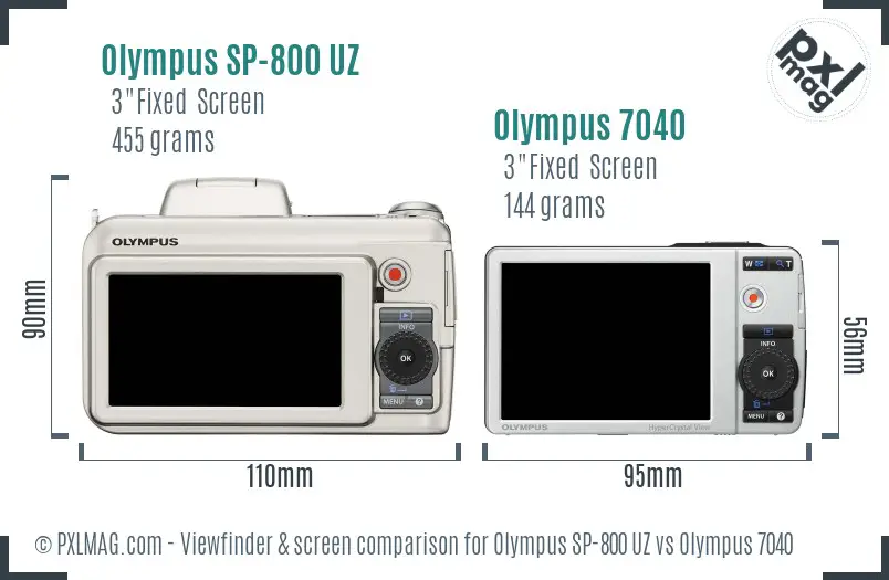 Olympus SP-800 UZ vs Olympus 7040 Screen and Viewfinder comparison