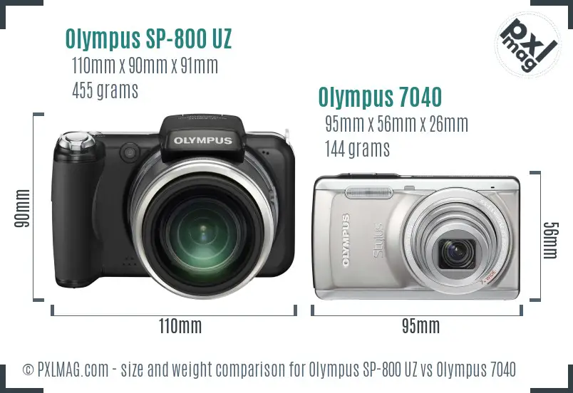 Olympus SP-800 UZ vs Olympus 7040 size comparison