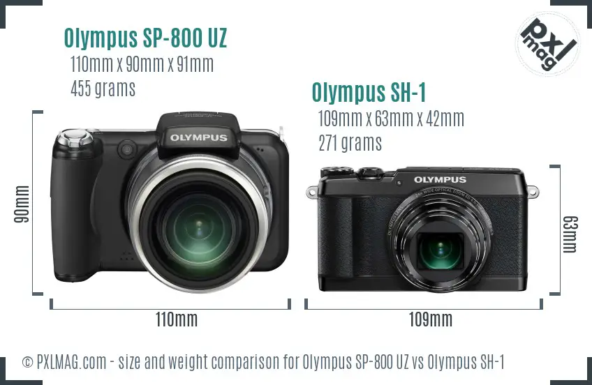 Olympus SP-800 UZ vs Olympus SH-1 size comparison