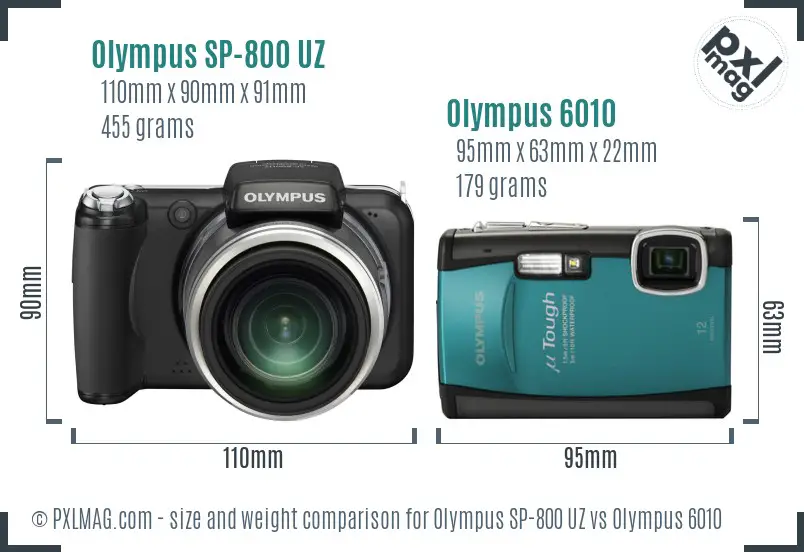 Olympus SP-800 UZ vs Olympus 6010 size comparison