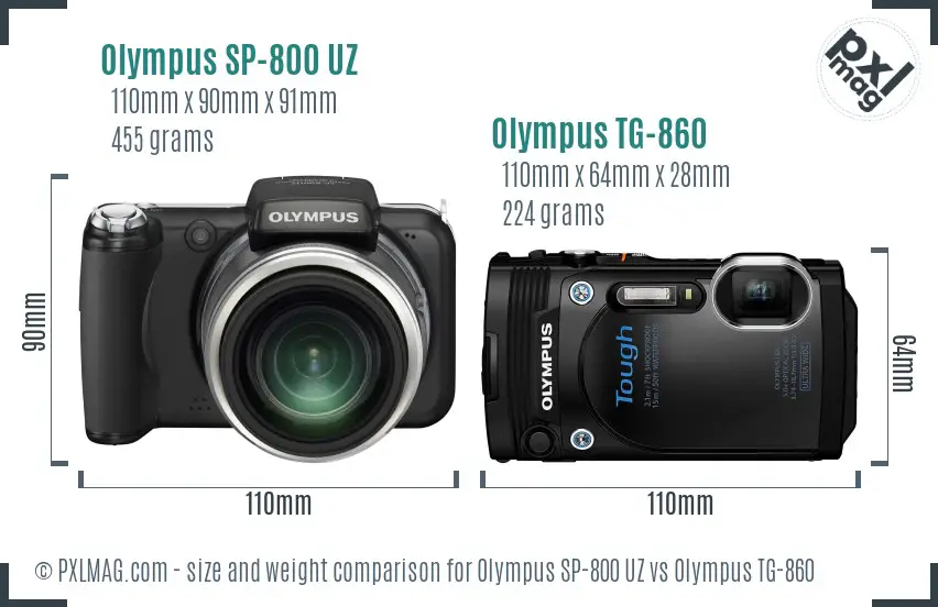 Olympus SP-800 UZ vs Olympus TG-860 size comparison