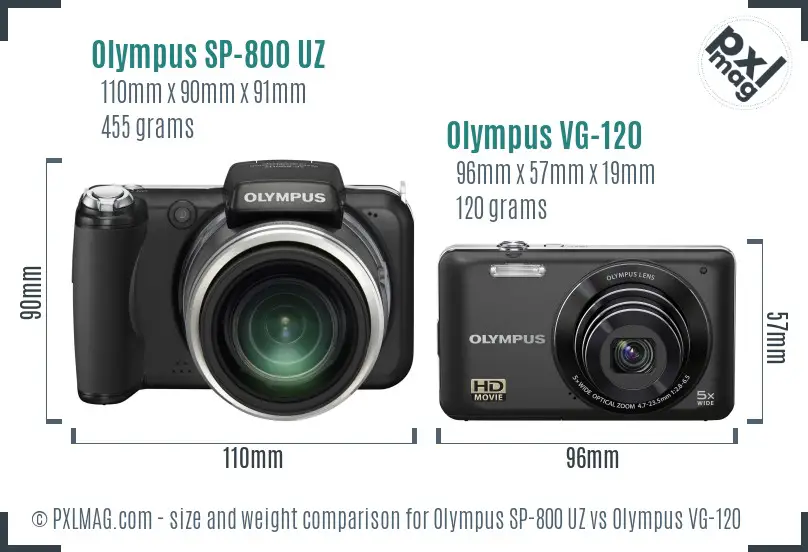 Olympus SP-800 UZ vs Olympus VG-120 size comparison