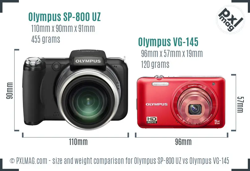 Olympus SP-800 UZ vs Olympus VG-145 size comparison
