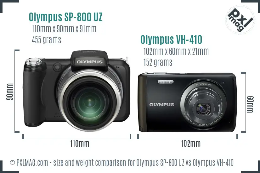 Olympus SP-800 UZ vs Olympus VH-410 size comparison