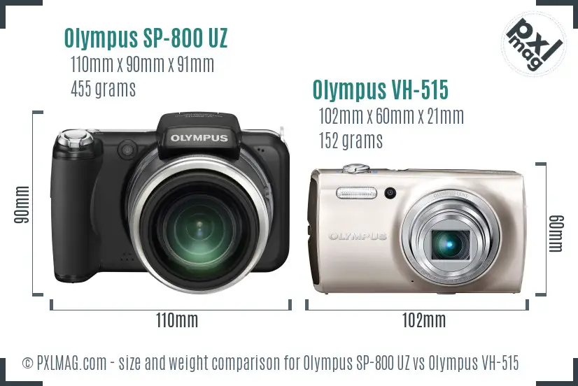 Olympus SP-800 UZ vs Olympus VH-515 size comparison