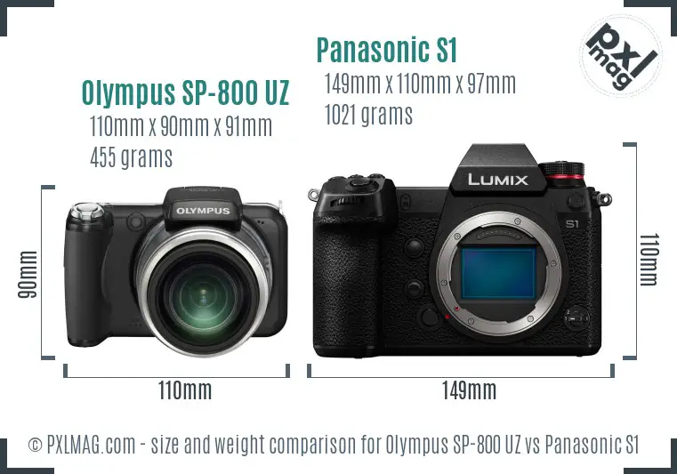 Olympus SP-800 UZ vs Panasonic S1 size comparison
