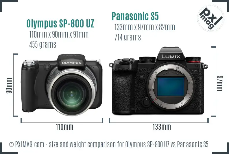 Olympus SP-800 UZ vs Panasonic S5 size comparison