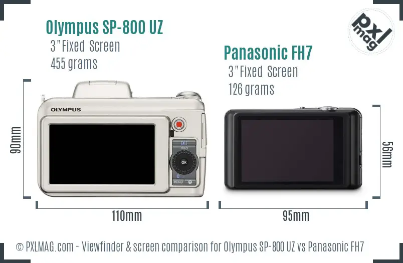 Olympus SP-800 UZ vs Panasonic FH7 Screen and Viewfinder comparison