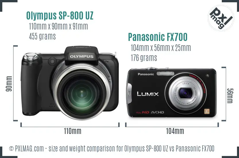 Olympus SP-800 UZ vs Panasonic FX700 size comparison