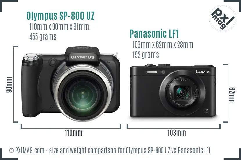 Olympus SP-800 UZ vs Panasonic LF1 size comparison