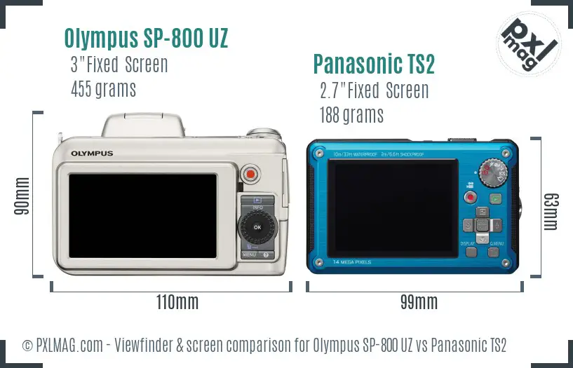 Olympus SP-800 UZ vs Panasonic TS2 Screen and Viewfinder comparison