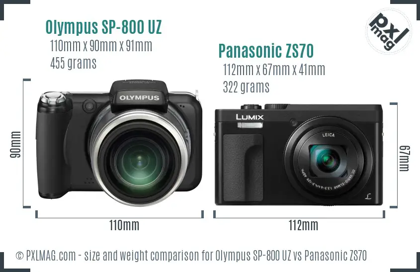 Olympus SP-800 UZ vs Panasonic ZS70 size comparison