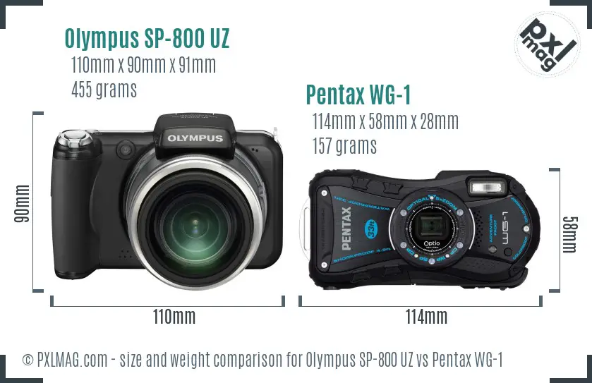 Olympus SP-800 UZ vs Pentax WG-1 size comparison