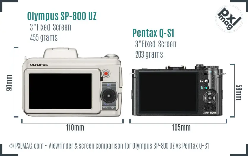 Olympus SP-800 UZ vs Pentax Q-S1 Screen and Viewfinder comparison