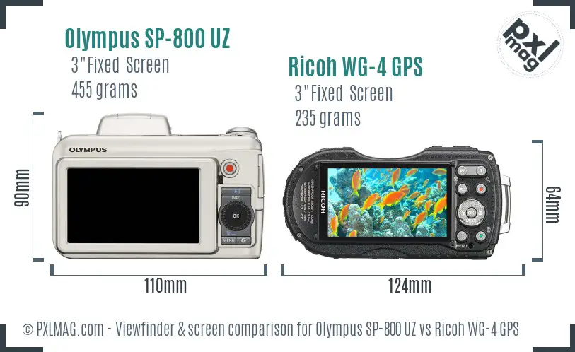 Olympus SP-800 UZ vs Ricoh WG-4 GPS Screen and Viewfinder comparison Olympus SP-800 UZ vs Ricoh WG-4 GPS Screen and Viewfinder comparison
