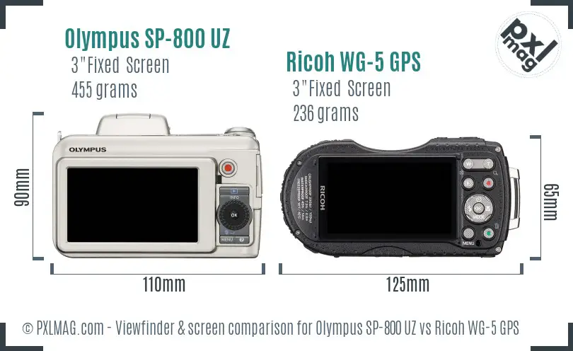 Olympus SP-800 UZ vs Ricoh WG-5 GPS Screen and Viewfinder comparison Olympus SP-800 UZ vs Ricoh WG-5 GPS Screen and Viewfinder comparison