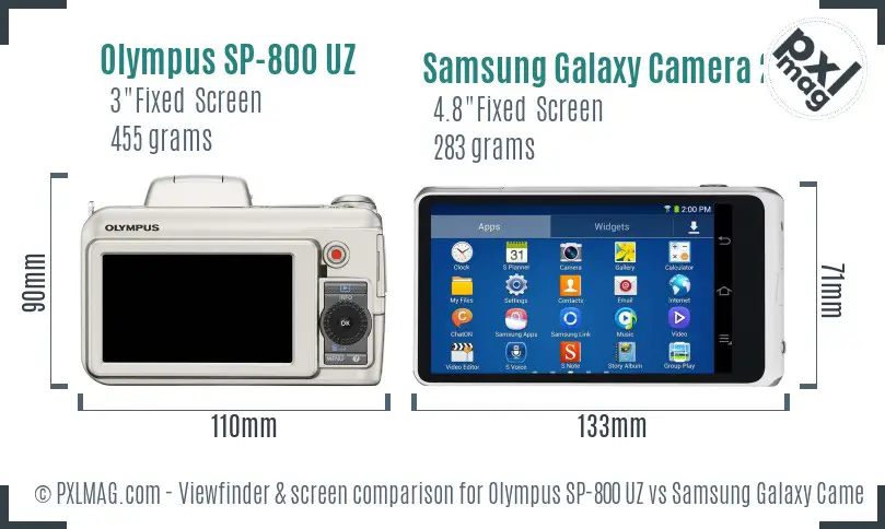 Olympus SP-800 UZ vs Samsung Galaxy Camera 2 Screen and Viewfinder comparison Olympus SP-800 UZ vs Samsung Galaxy Camera 2 Screen and Viewfinder comparison