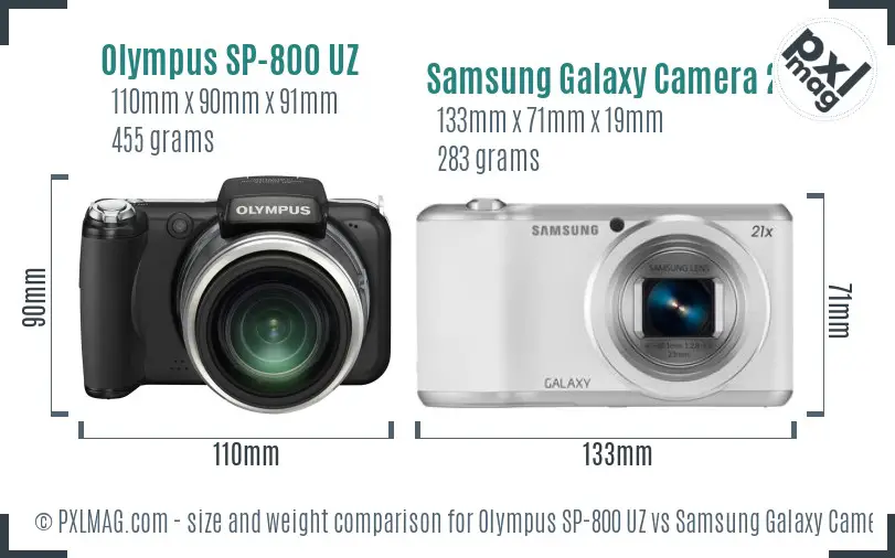 Olympus SP-800 UZ vs Samsung Galaxy Camera 2 size comparison Olympus SP-800 UZ vs Samsung Galaxy Camera 2 size comparison