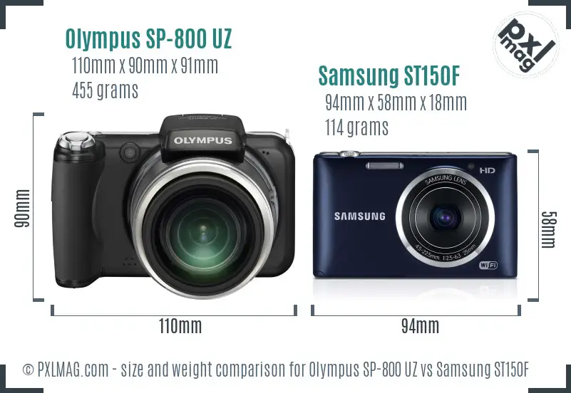 Olympus SP-800 UZ vs Samsung ST150F size comparison