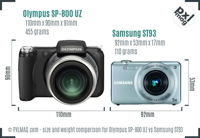 Olympus SP-800 UZ vs Samsung ST93 size comparison